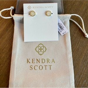 Kendra Scott Earring Davie Stud Gold Iridescent Drusy brand new retail $60